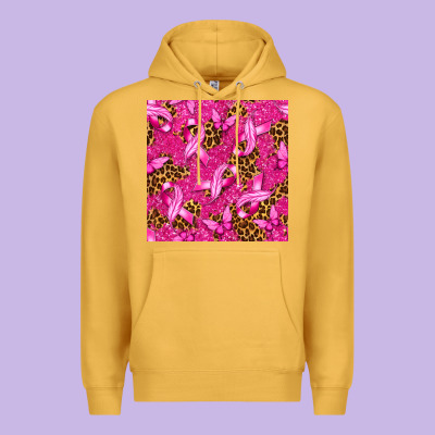 Breast Cancer With Ribbon And Butterfly Premium Hoodie Designed By Texasbilliewilder