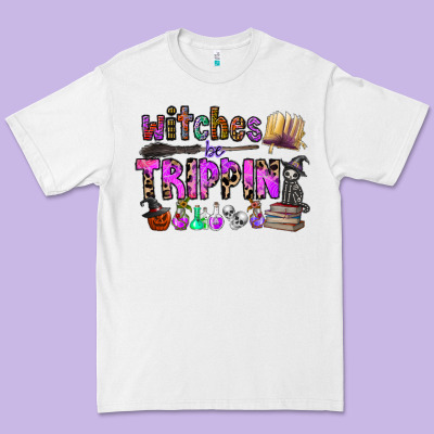Witches Be Trippin Premium Tee Designed By Cowhidedigitalart