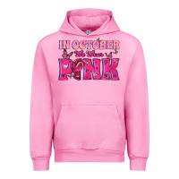 Fuchsia Pink In October We Wear Pink Urban Hoodie - texasbilliewilder
