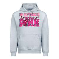 Heather Grey In October We Wear Pink Urban Hoodie - texasbilliewilder