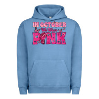 Pigment Pebble Blue In October We Wear Pink Urban Hoodie - texasbilliewilder