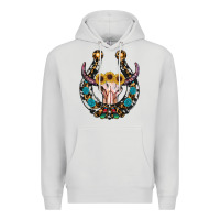 Dove Grey western horseshoe skull Premium Hoodie - RanaPortraitStore