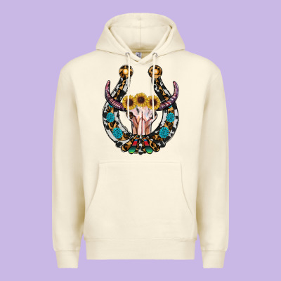 Western Horseshoe Skull Premium Hoodie Designed By Ranaportraitstore
