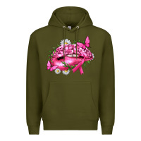 Army Green Breast Cancer with Ribbon Pink Lips Premium Hoodie - texasbilliewilder