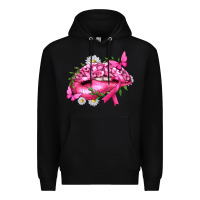 Black Breast Cancer with Ribbon Pink Lips Premium Hoodie - texasbilliewilder