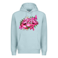 Blue Mist Breast Cancer with Ribbon Pink Lips Premium Hoodie - texasbilliewilder
