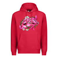Cardinal Breast Cancer with Ribbon Pink Lips Premium Hoodie - texasbilliewilder