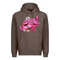 Coffee Breast Cancer with Ribbon Pink Lips Premium Hoodie - texasbilliewilder