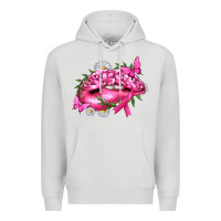 Dove Grey Breast Cancer with Ribbon Pink Lips Premium Hoodie - texasbilliewilder