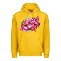 Breast Cancer With Ribbon Pink Lips Premium Hoodie | Teevron