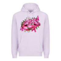 Lilac Breast Cancer with Ribbon Pink Lips Premium Hoodie - texasbilliewilder