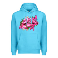Ocean Blue Breast Cancer with Ribbon Pink Lips Premium Hoodie - texasbilliewilder