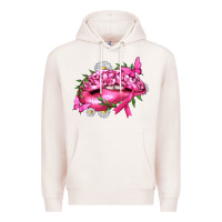 Pale Pink Breast Cancer with Ribbon Pink Lips Premium Hoodie - texasbilliewilder