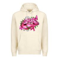 Sandshell Breast Cancer with Ribbon Pink Lips Premium Hoodie - texasbilliewilder
