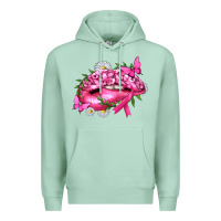 Seafoam Breast Cancer with Ribbon Pink Lips Premium Hoodie - texasbilliewilder