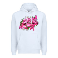 White Breast Cancer with Ribbon Pink Lips Premium Hoodie - texasbilliewilder