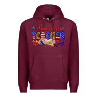 Burgundy American teacher Premium Hoodie - Zillion Design Studio