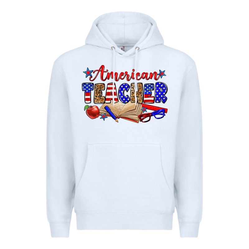 American Teacher Premium Hoodie by Zillion Design Studio | Teevron