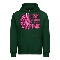 Forest Green In October We Wear Pink Sunflower Urban Hoodie - texasbilliewilder
