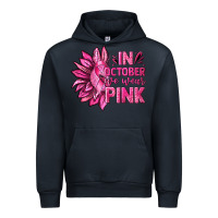 Navy In October We Wear Pink Sunflower Urban Hoodie - texasbilliewilder