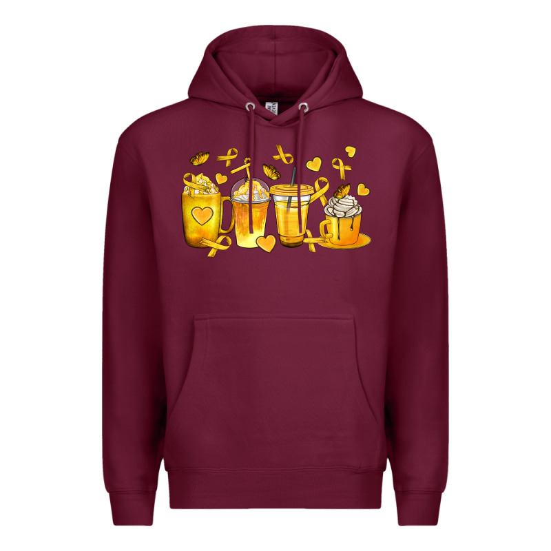 Childhood Cancer Coffee Cups Premium Hoodie by texasbilliewilder | Teevron