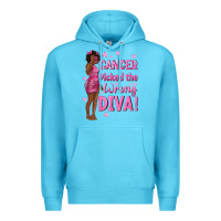 Ocean Blue Cancer Picked The Wrong Diva with Black Woman Premium Hoodie - texasbilliewilder