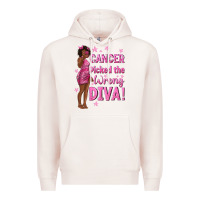 Pale Pink Cancer Picked The Wrong Diva with Black Woman Premium Hoodie - texasbilliewilder