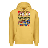 Antique Gold red white and pew pew pew Premium Hoodie - Zillion Design Studio