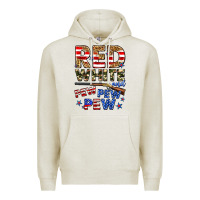 Oatmeal Heather red white and pew pew pew Premium Hoodie - Zillion Design Studio
