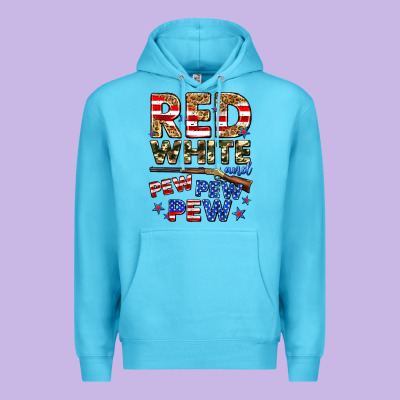 Red White And Pew Pew Pew Premium Hoodie Designed By Zillion Design Studio