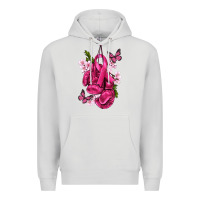 Dove Grey Cancer Boxing Gloves with Ribbon Premium Hoodie - texasbilliewilder