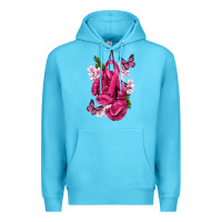 Ocean Blue Cancer Boxing Gloves with Ribbon Premium Hoodie - texasbilliewilder