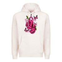 Pale Pink Cancer Boxing Gloves with Ribbon Premium Hoodie - texasbilliewilder