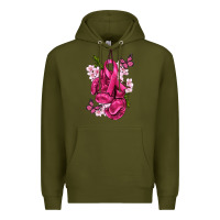 Army Green Cancer Boxing Gloves with Ribbon Premium Hoodie - texasbilliewilder