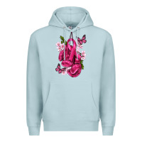 Blue Mist Cancer Boxing Gloves with Ribbon Premium Hoodie - texasbilliewilder