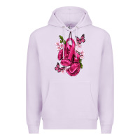 Lilac Cancer Boxing Gloves with Ribbon Premium Hoodie - texasbilliewilder