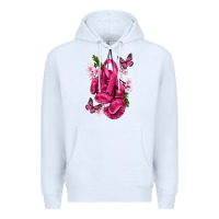 White Cancer Boxing Gloves with Ribbon Premium Hoodie - texasbilliewilder