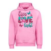 Fuchsia Pink Live Love Fight Breast Cancer Urban Hoodie - texasbilliewilder