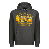 Charcoal Heather Childhood Cancer Awareness Coffee Cups Premium Hoodie - texasbilliewilder