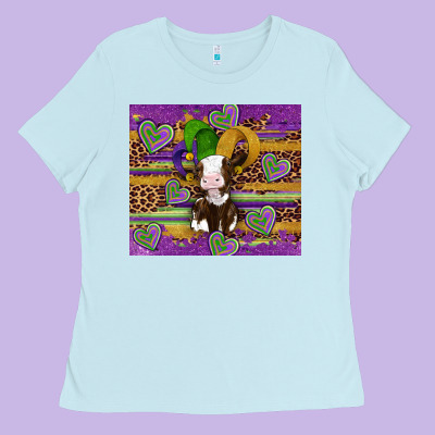 Mardi Gras Cow Ladies Tee Designed By Artiststas