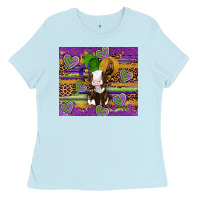 Baby Blue mardi gras cow Ladies Tee - Artiststas
