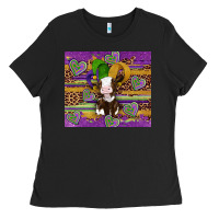 Black mardi gras cow Ladies Tee - Artiststas