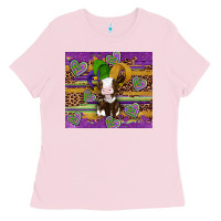 Bubblegum Pink mardi gras cow Ladies Tee - Artiststas