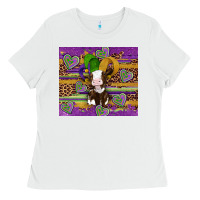 White mardi gras cow Ladies Tee - Artiststas