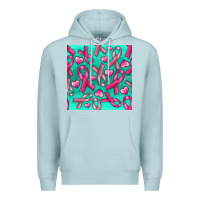 Blue Mist Cancer Ribbon with Heart Premium Hoodie - texasbilliewilder