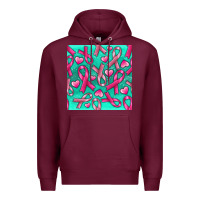Burgundy Cancer Ribbon with Heart Premium Hoodie - texasbilliewilder