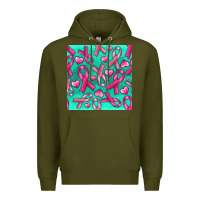Army Green Cancer Ribbon with Heart Premium Hoodie - texasbilliewilder