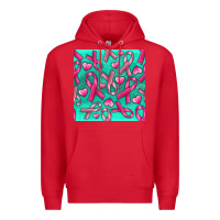 Red Cancer Ribbon with Heart Premium Hoodie - texasbilliewilder