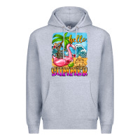 Heather Grey hello summer skeleton Premium Hoodie - Zillion Design Studio