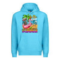 Ocean Blue hello summer skeleton Premium Hoodie - Zillion Design Studio